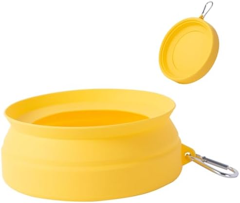 SLSON Spill Proof Dog Water Bowl for Cars,Collapsible No Splash Dog Travel Bowls Integrated Molding Portable Pet Bowl for Road Trip Truck,RV,SUV,Boat Accessories (Yellow) by SLSON
