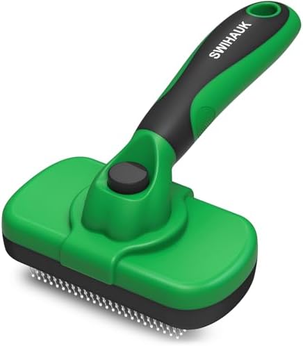Swihauk Self Cleaning Slicker Brush for Dogs & Cats, Green by swihauk