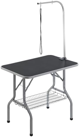 VEVOR Pet Grooming Table Arm with Clamp, 36''x24'' Dog Grooming Station, Foldable Pets Grooming Stand for Medium and Small Dogs, Free No Sit Haunch Holder with Grooming Loop, Bearing 330lbs by VEVOR