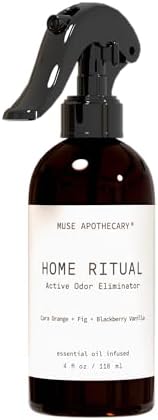 Muse Apothecary Home Ritual Active Odor Eliminator Spray - Furniture Deodorizer Spray & Bathroom Odor Eliminator for Home - Essential Oil Air Freshener - 4oz, Cara Orange + Fig + Blackberry Vanilla by MuseApothecary