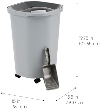 IRIS USA Dog Food Storage Container, Up to 25 lbs, Gray/Dark Gray - Image 2