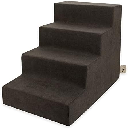 Best Pet Supplies Dog Stairs & Steps - Foam Steps for Small Dogs & Cats, Non-Slip Indoor Balanced Pet Step Support, Dog Ramp, No Assembly, Dark Brown, 4-Step (18-inch Height) by BestPetSuppliesLLC