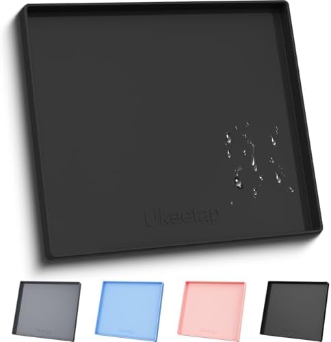 22" x 19" Extra Thick Silicone Mat Waterproof with Raised Edge, Black by ukeetap