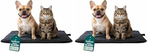 Furhaven ThermaNAP Self-Warming Cat Bed for Indoor Cats & Small Dogs, Washable & Reflects Body Heat - Quilted Faux Fur Reflective Bed Mat - Black, Small (Pack of 2) by FurHaven