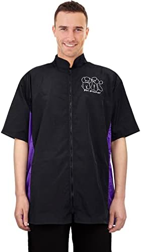 Short Sleeve Pet Grooming Jacket for Groomers, XL Size, Full Zipper - Image 2