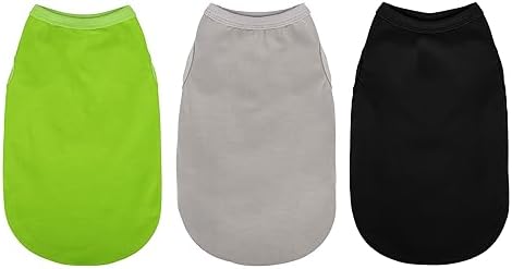 Paiaite 3 Pieces Plain Dog Shirt Sleeveless Puppy Cotton Dog Shirts Breathable Pet Apparel Tank Top Colorful Puppy Sweatshirt Clothes for Small Medium Dogs Black Green and Gray M by Paiaite
