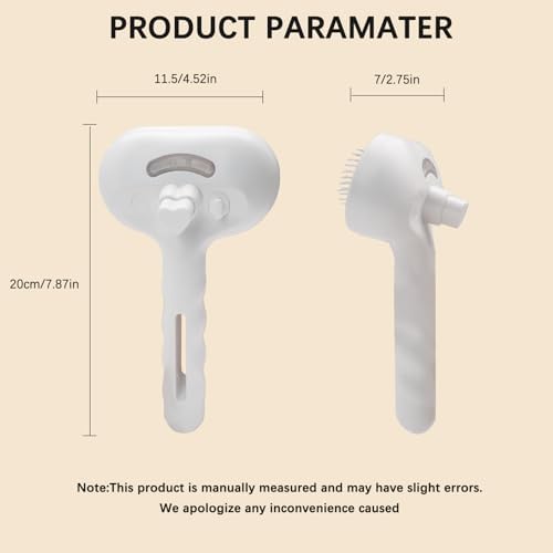 Pet Steam Brush for Shedding– 4-in-1 De-Shedding, Steam Spray, and Self-Cleaning Grooming Tool – Ideal for Long and Short-Haired Pets– Includes 2 Bottles of 120 mL Waterless Shampoo(White) - Image 2