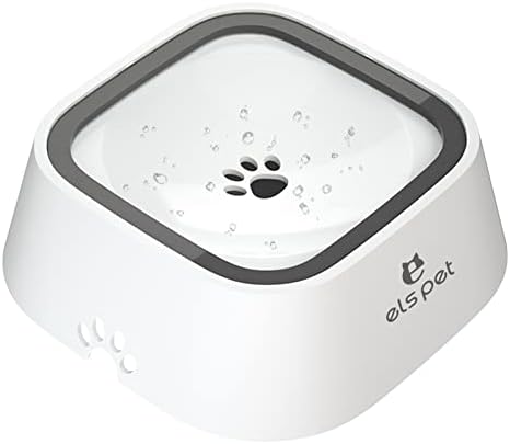 ELS PET White 35oz 1L No Spill Dog Cat Bowl Anti Slip Travel Dispenser by ELSPET