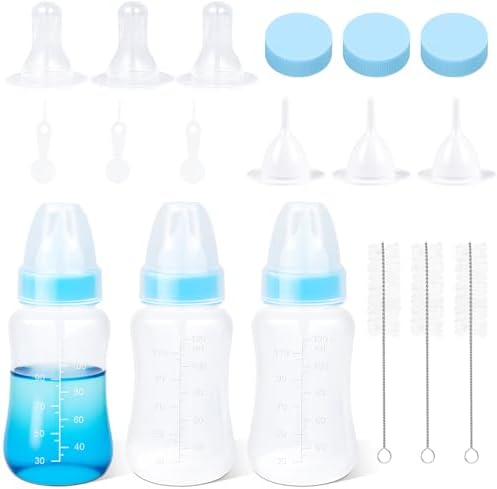 ASEVAT 4 oz 3PackPet Feeding Bottle, Anti-Choking Puppy Feeder Design,with 3pcs Replaceable and Reusable Silicone Nipples for Feeding Puppies, Kittens, Small Animals by ASEVAT