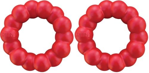 KONG Ring - Natural Rubber Ring Toy for Healthy Chewing Habits - Chew Toy Supports Dog Dental Health - Dog Toy Supports Instincts During Playtime - for Small/Medium Dogs (Pack of 2) by KONG