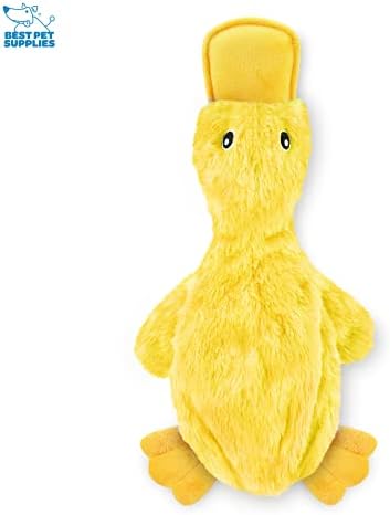 Best Pet Supplies Interactive Squeaky Dog Chew Toy, Ideal Dog Toys for Chewers, Small, Medium & Large Dogs, and Fetch Lovers - Crinkle Duck (Yellow, Purple & Turquoise), Large - Image 2