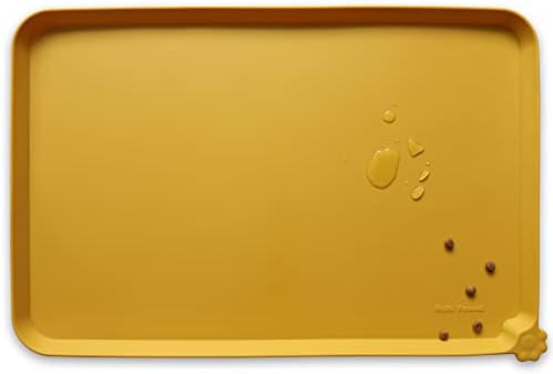 Hoki Found L Silicone Non Slip Pet Feeding Mats - Waterproof Dog Cat Food and Water Mats for Carpet - Honey by Hoki+Found