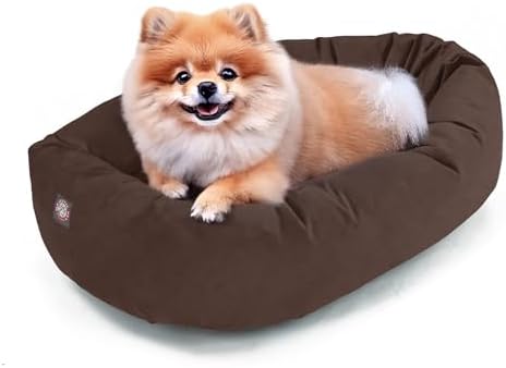 Majestic Pet 24 Inch Suede Calming Dog Bed Washable – Cozy Soft Round Dog Bed w/Spine Support for Dogs to Rest Head - Fluffy Donut Dog Bed 24x19x7 (Inch) - Round Pet Bed Small – Chocolate (2025) by MajesticPet