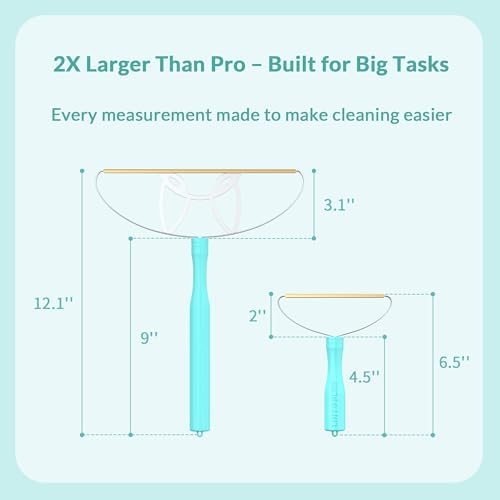 LINTPLUS Pet Hair Remover Kit (Max + Pro 2-Pack) – Oversized Carpet Rake for Large Areas & Compact Scraper for Furniture, Cars & Stairs, Heavy-Duty Copper Blade Set for Dog & Cat Hair - Image 2