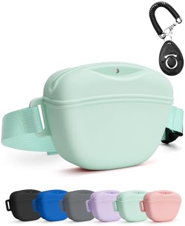 heouvo 1.67 Cup Dog Treat Pouch with Training Clicker (Green) by Heouvo