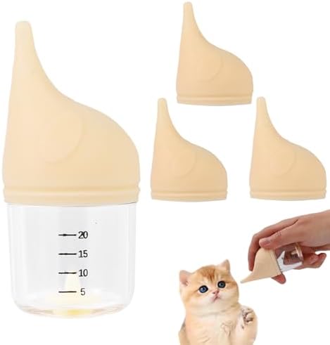 Kitten Bottle Feeding Kit for Nursing, Milk Bottles for Feeding Newborn Puppies,Anti-chocking Design with 3pcs Replaceable Nipples, Cute Elephant Shape for Nursing Small Animals Pets (Yellow, 20ML) by LogFaadCoi