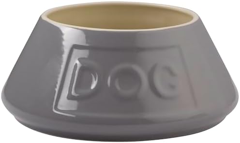 Mason Cash Non-Tip Dog Bowl - 54oz Grey Ceramic Angled Pet Food Water Dish by MasonCash