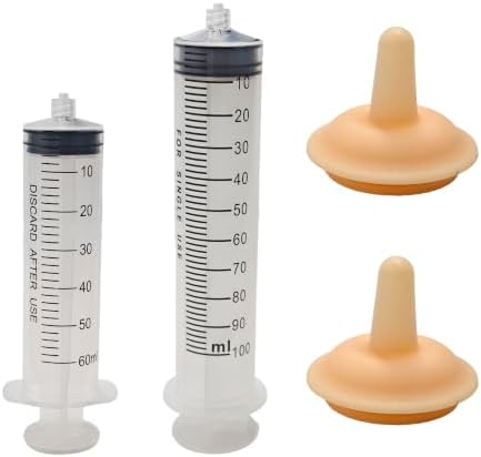 Pet Feeding Syringe Set, 60ml & 100ml Syringes with 2 Silicone Nipples for Newborn Kitten Puppy, Small Animals, Rabbit, Dog, Cat, Squirrel, Bird Nursing and Hand Feeding by Unknown