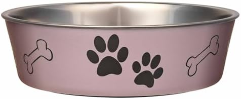 Loving Pets Bella Dog Bowls- Stainless Steel Dog & Cat Bowls - Spill Proof Dog Food Bowl, Cat Bowl, Puppy Essentials & Pet Supplies Great for Home & Travel (Medium 20-35 lbs, Grape) by Loving+Pets