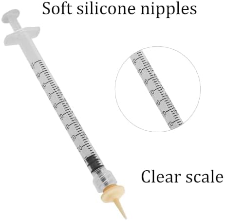 Pet Feeding Syringe with Soft Silicone Nipples, Newborn Nursing Feeder for Kittens, Puppies, Rabbits, Small Animals(1ml+3m+5ml+2 Nipples) - Image 3