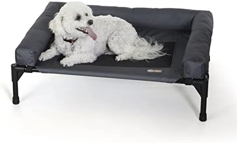 K&H Bolster Dog Cot Cooling Indoor/Outdoor Dog Bed, Charcoal 32" X 25" by KHPetProducts