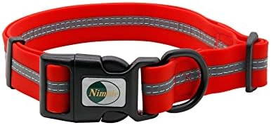 Nimble Reflective Waterproof Dog Collar Adjustable Odor Resistant Easy Clean Pet Collar for Small Medium Large Dogs Night Walking Outdoor Rainy Use (Small (9.45”-14.17”inches), Candy Red) by NIMBLE
