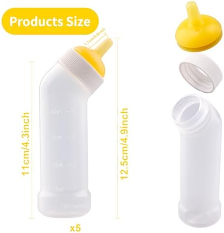Pet Nursing Bottle for Newborn Animals,Kitten Bottle Feeding Kit Silicone Nipple for Kittens Puppys Rabbits Squirrel (Yellow, Large) - Image 2