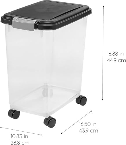 IRIS USA Dog Food Storage Container, Airtight, 30 lb Capacity, Wheels - Image 3