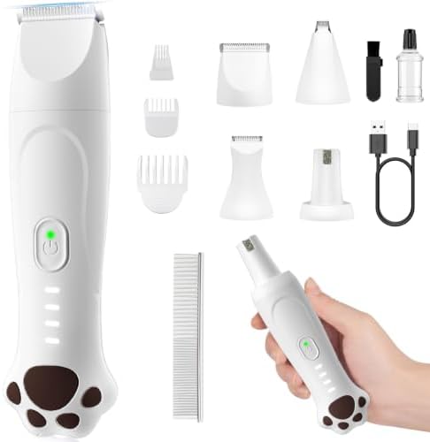 4-in-1 Dog Clippers for Grooming Kit - 45dB Quiet 150-Min Run Non-Slip Grip by VeeconnPetSupplies