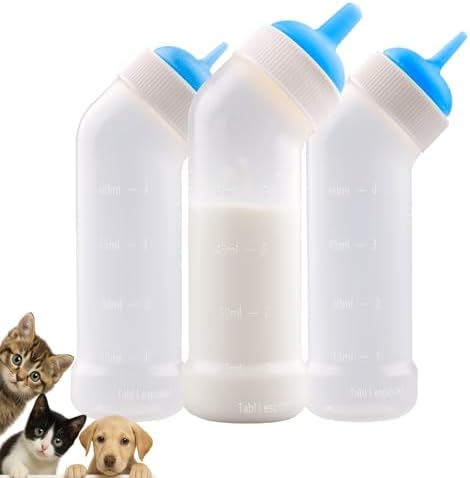 Pet Nursing Bottle for Newborn Animals,Kitten Bottle Feeding Kit Silicone Nipple for Kittens Puppys Rabbits Squirrel (Blue, Small+Medium+Large) by JiaxixofPetSupplies