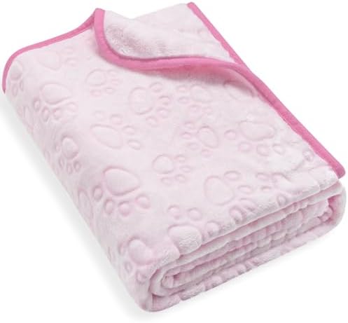 Stuffed Premium Soft Dog Blanket, Flannel Pink Stuff Cute Paw Print, 43 * 66 inches, Cat Blanket Puppy Supplies Dog Products Stuff Essentials by STUFFED