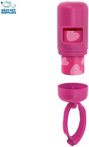 Best Pet Supplies Dog Poop Bag Holder Leash Attachment with Reusable Dispenser for Travel, Walking, Park, and Outdoor Use, Durable with Clip-On - Fuchsia, Pack of 2, Plastic Dispenser w/30 Bags - Image 2