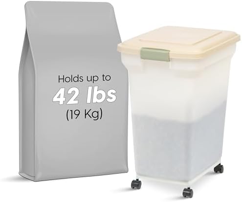 IRIS USA Dog Food Storage Container, Up to 42lbs, Almond/Pearl, Made in USA - Image 4
