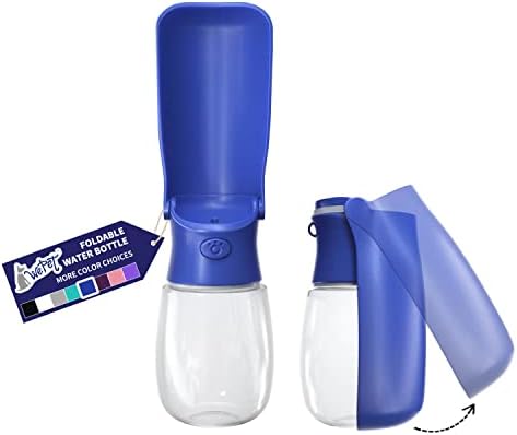 WePet Foldable Portable Dog Water Bottle Puppy Water Dispenser with Drinking Feeder, 12 OZ, High-Temperature Resistant Leak Proof for Pets Outdoor Walking, Hiking, Travel, Food Grade Plastic BPA Free by WePet