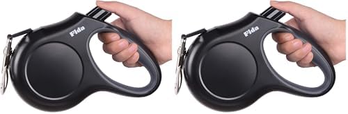 Fida Retractable Dog Leash Large Breed, Heavy Duty 16 ft Dog Walking Leash, up to 110 lbs, 360° Tangle Free, Black (Pack of 2) by Fida