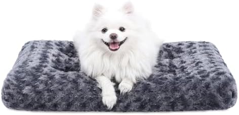 KSIIA Washable Dog Bed Small Dog Crate Bed Plush Pet Mat 23"x18" Dark Gray by KSIIAPetProducts