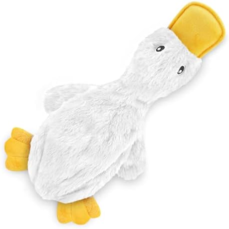 Best Pet Supplies Interactive Squeaky Dog Chew Toy, Ideal Dog Toys for Chewers, Small, Medium & Large Dogs, and Fetch Lovers - Crinkle Duck (White, Yellow & Green), Large - Image 2