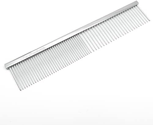 Chris Christensen 000 7.5 in. Greyhound Style Fine/Coarse Colored Butter Comb, Groom Like a Professional, Rounded Corners Prevent Friction and Breakage, Solid Brass Spin with Steel Teeth, Chrome Finish by ChrisChristensen