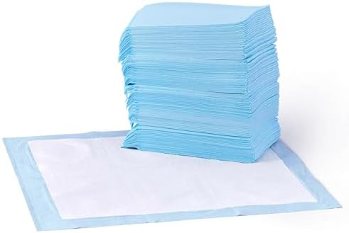 Amazon Basics Leak-Proof Dog and Puppy Potty Training Pee Pads with Quick-Dry 5-Layer Super Absorbent Surface for Dog Training, Floor Protection, Regular Size 22x22", Blue & White, 50 Count by AmazonBasics
