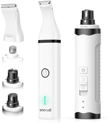 oneisall 3 in 1 Dog Nail Grinder & Paw Trimmer Kit, 2 LED Lights by oneisall
