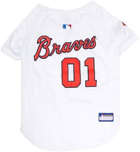Official MLB Atlanta Braves Pet Jersey for Dogs & Cats, Size Large - Stylish Baseball Jersey for Your Furry Fan- Show Off Team Spirit with The Perfect Fan Apparel Gear for Pet, Dog & Cat by PETSFIRST
