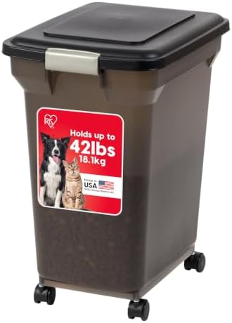 IRIS USA Dog Food Storage Container, Up to 42 lbs, Smoke, Made in USA by IRISUSA
