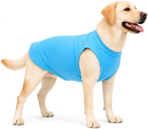 Pet Clothes Dog Clothing Blank T-Shirt Tanks Top Vests for Small Middle Large Size Dogs 100% Cotton Dog Summer Vest Classic (XXXXL, Lake-Blue) by lovelonglong