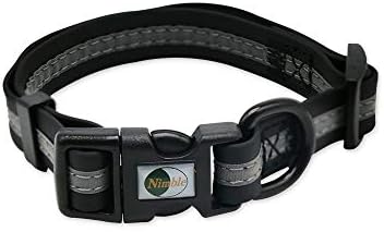 Nimble Reflective Waterproof Dog Collar Adjustable Odor Resistant Easy Clean Pet Collar for Small Medium Large Dogs Night Walking Outdoor Rainy Use (Small (9.45”-14.17”inches), Black) by NIMBLE