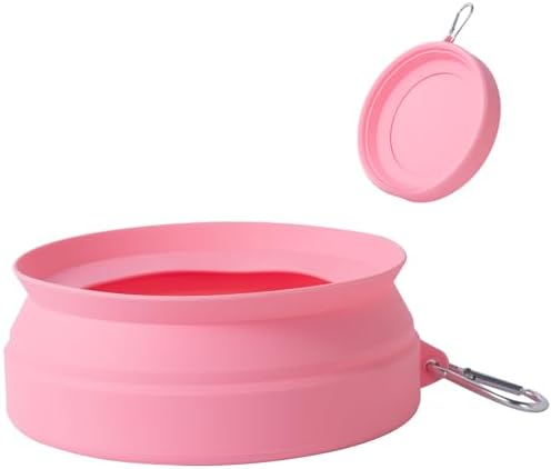 SLSON Spill Proof Dog Water Bowl for Cars,Collapsible No Splash Dog Travel Bowls Integrated Molding Portable Pet Bowl for Road Trip Truck,RV,SUV,Boat Accessories (Pink) by SLSON