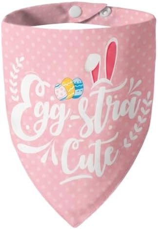 Easter 2-in-1 Dog Bandana with Egg-Stra Cute & Some Bunny Love Me Lovely Saying, Pink Pet Holiday Costumes Scarf with Snap Button, Large to Giant Breeds (75lbs+) by ICEMOOD