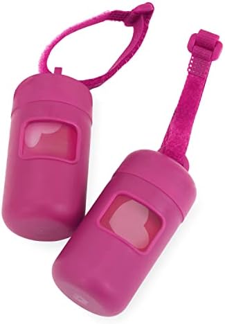 Best Pet Supplies Dog Poop Bag Holder Leash Attachment with Reusable Dispenser for Travel, Walking, Park, and Outdoor Use, Durable with Clip-On - Fuchsia, Pack of 2, Plastic Dispenser w/30 Bags by BestPetSuppliesLLC