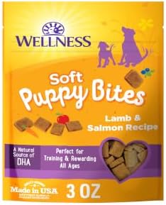 Wellness Soft Puppy Bites Dog Training Treats, Natural, Grain Free, Lamb and Salmon Recipe, 3 oz Bag by WellnessNaturalPetFood