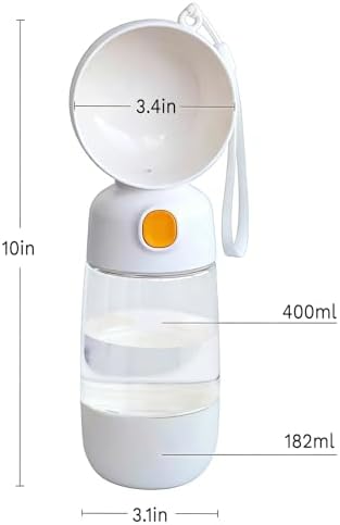Portable Dog Water Bottle with Food Container 2 in 1(13.5oz White) - Image 2