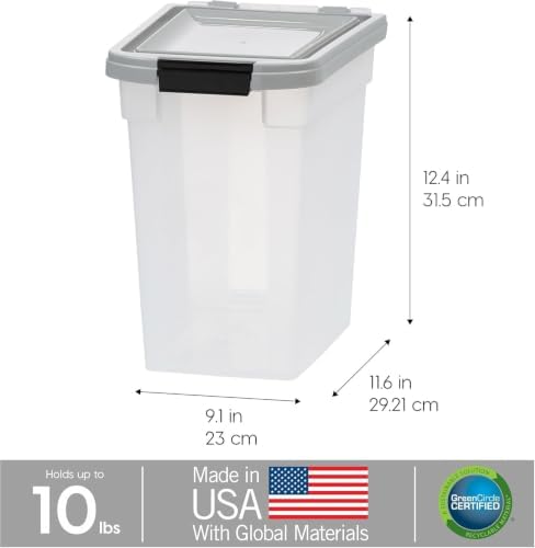 IRIS USA Dog Food Storage Container, Up to 10 lbs, Clear/Gray, Made in USA - Image 3